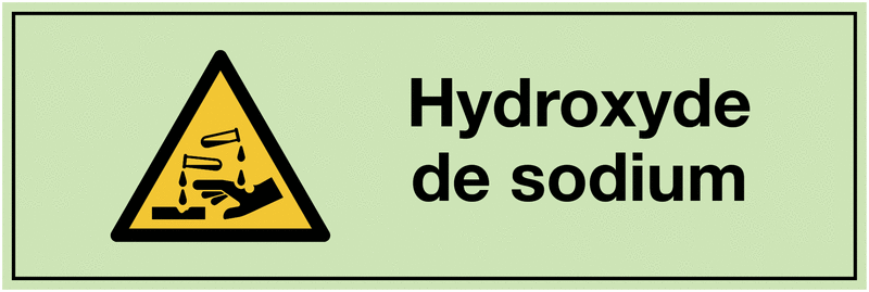 Signalisation photoluminescente de produits dangereux - Hydroxyde de sodium
