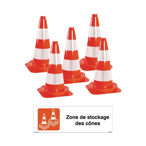 Kit cônes de chantier et panneau zone de stockage
