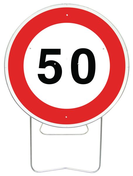 Panneau de signalisation temporaire - Limitation de vitesse 50