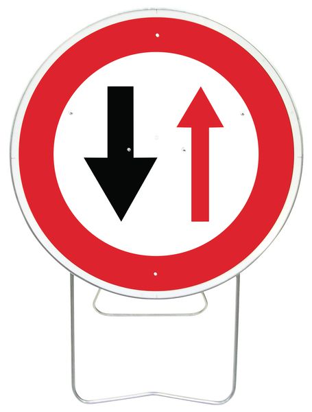 Panneau de signalisation temporaire - Céder la priorité au sens inverse