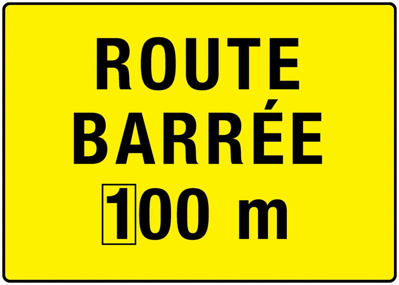 Panneau KC1 - Route barrée + distance
