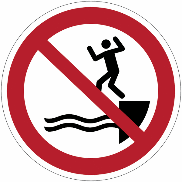 Pictogramme ISO 7010 en aluminium "Ne pas sauter dans l'eau" - P061