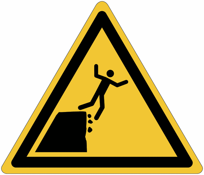 Pictogramme ISO 7010 en aluminium "Danger, bord de la falaise instable" - W052