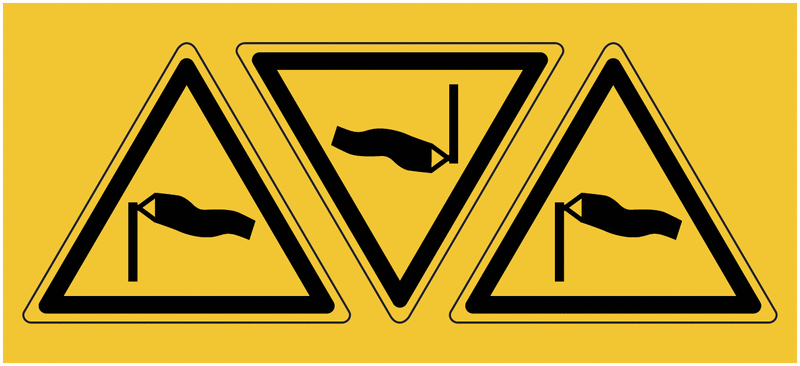 Pictogramme ISO 7010 "Danger, vents forts" - W064