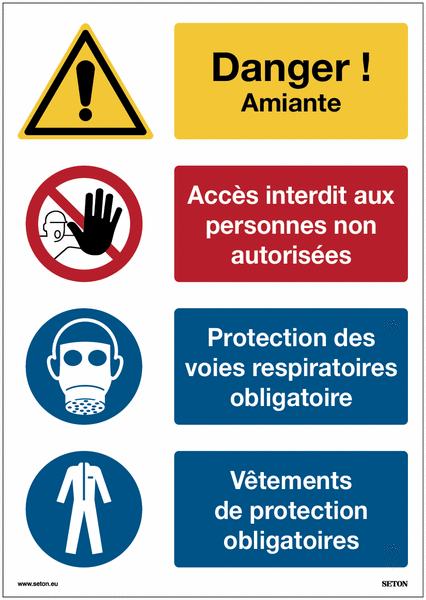 Panneaux Danger amiante - Accès interdit - Port des EPI