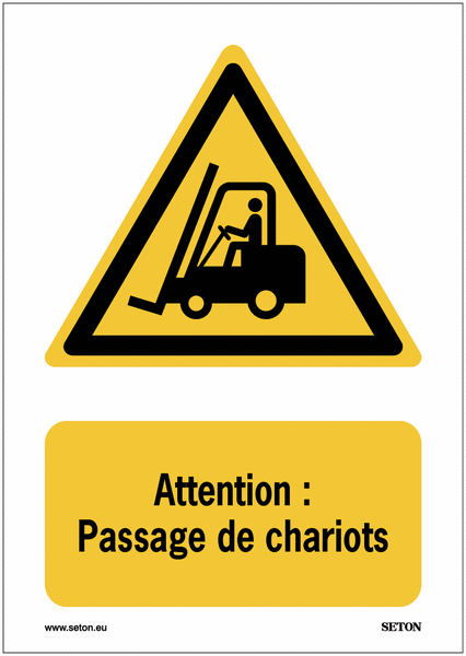 Panneaux ISO 7010 A3/A4 - Attention : Passage de chariots - W014