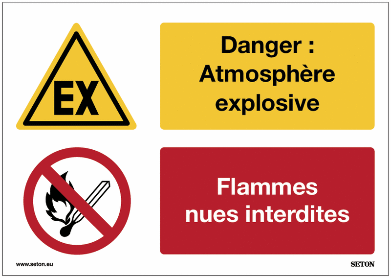 Panneaux duos - Atmosphère explosive - Flammes nues interdites