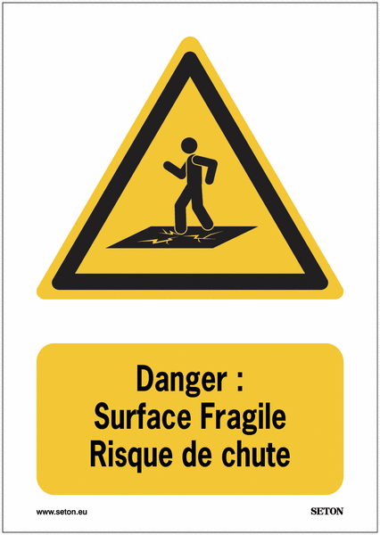 Panneaux A2/A3/A4 - Danger : Surface Fragile Risque de chute