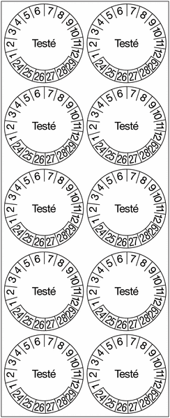 Pastilles calendrier rondes avec texte en tissu plastifié - Testé