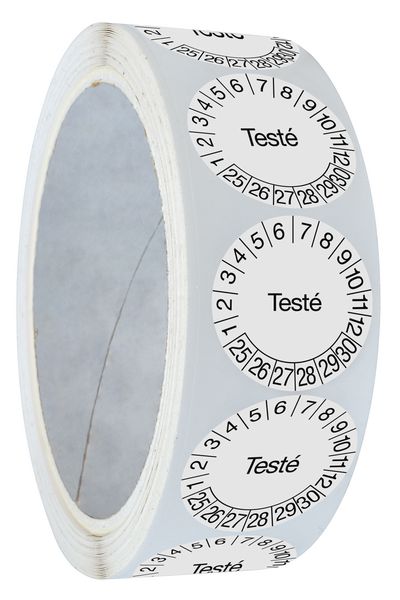 Pastilles calendrier rondes avec texte en polyoléfine ultra-destructible en rouleau - Testé
