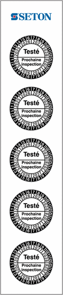 Pastilles calendrier " Testé / Prochaine inspection " polyoléfine