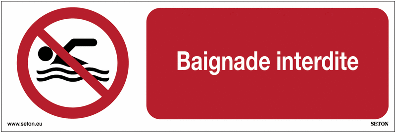 Panneaux ISO 7010 horizontaux Baignade interdite - P049