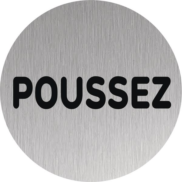 Panneau pour porte "Poussez" en aluminium brossé