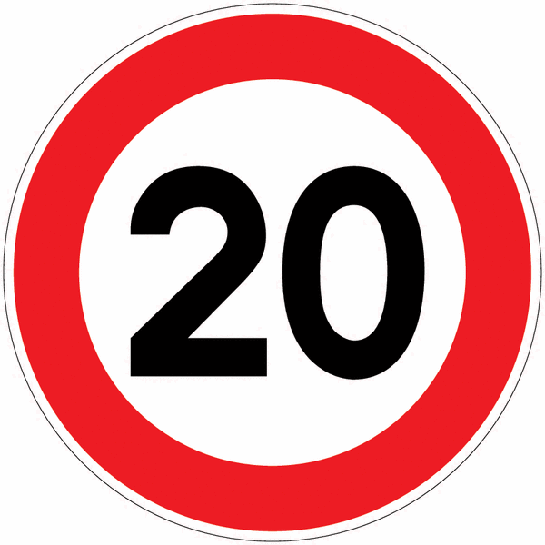Panneau B14 - Limitation de vitesse à 20 km/h (homologué route)