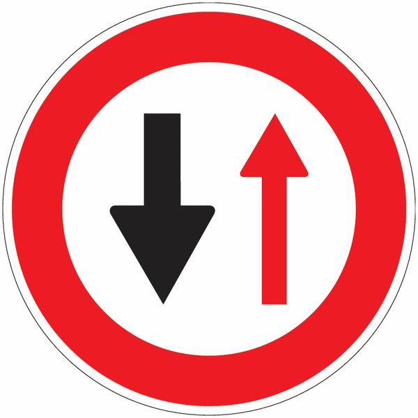 Panneau B15 - Cédez le passage à la circulation venant en sens inverse (homologué route)