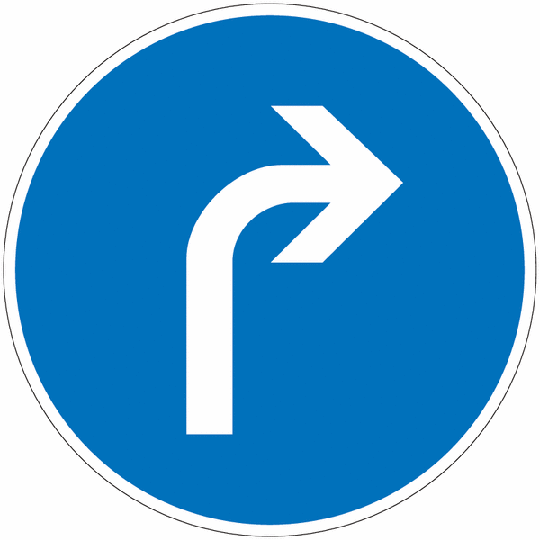 Panneau B21c1 - Direction obligatoire à la prochaine intersection à droite (homologué route)
