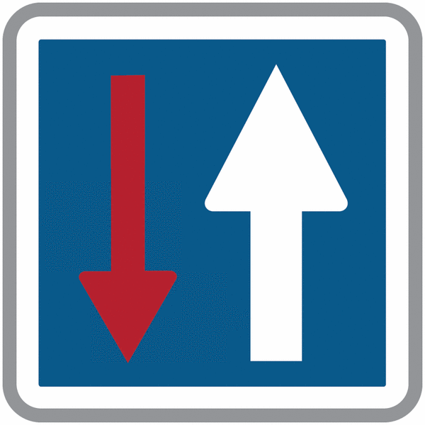 Panneau C18 - Priorité par rapport à la circulation venant en sens inverse (homologué route)