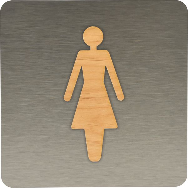 Signalétique de porte WC Femmes en bois et aluminium