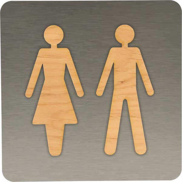 Signalétique de porte WC Hommes / Femmes en bois et aluminium