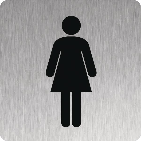 Panneau de porte pour toilettes femmes en aluminium brossé