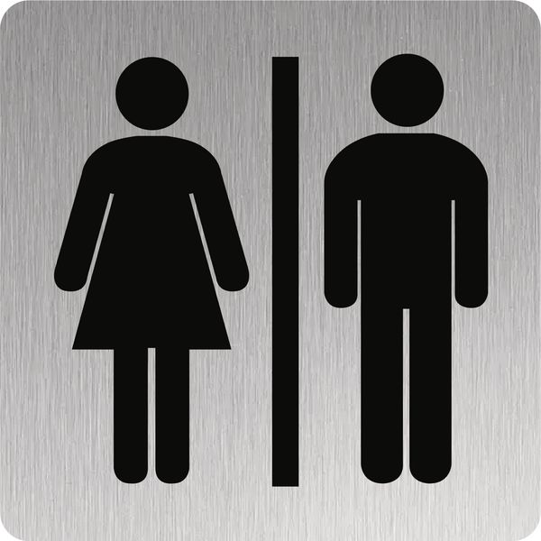 Panneau de porte pour toilettes hommes et femmes en aluminium brossé