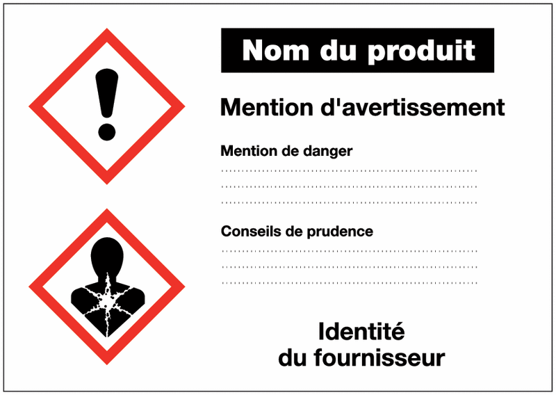 Etiquettes d'identification des produits dangereux sur mesure