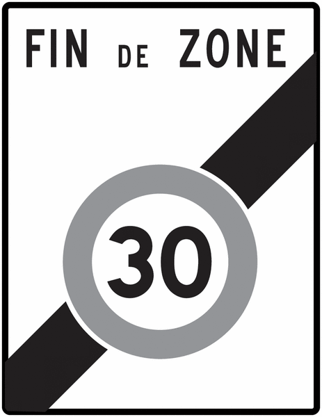 Panneau B51 - Fin de zone 30 (homologué route)