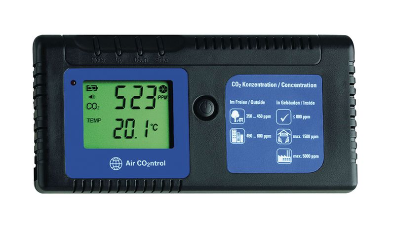 Détecteur CO2 - enregistreur avec alarme visuelle et sonore à double alimentation