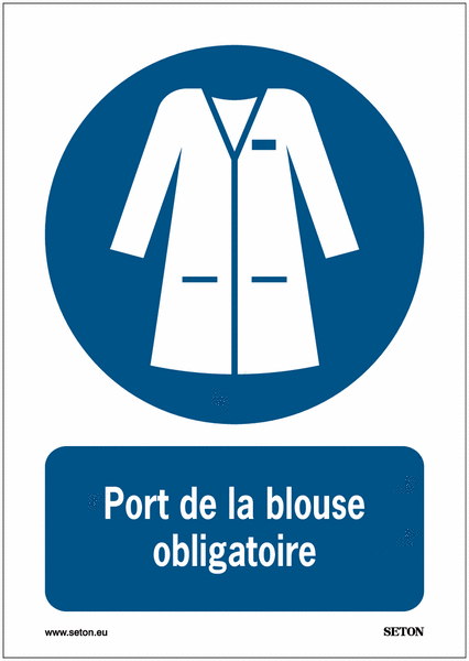 Panneaux ISO 7010 A2/A3/A4/A5 Port de la blouse obligatoire - M059