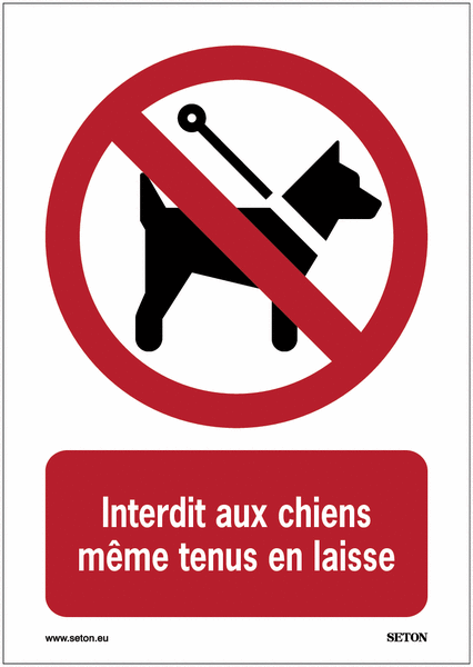 Panneaux et autocollants - Interdit aux chiens même tenus en laisse
