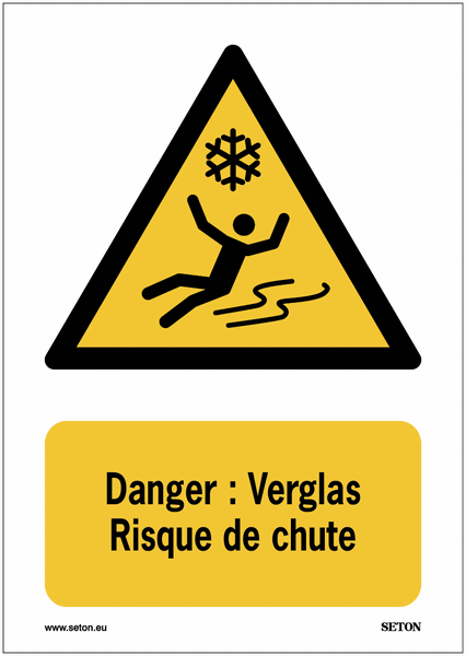 Panneaux A3/A4 - Danger : Verglas Risque de chute