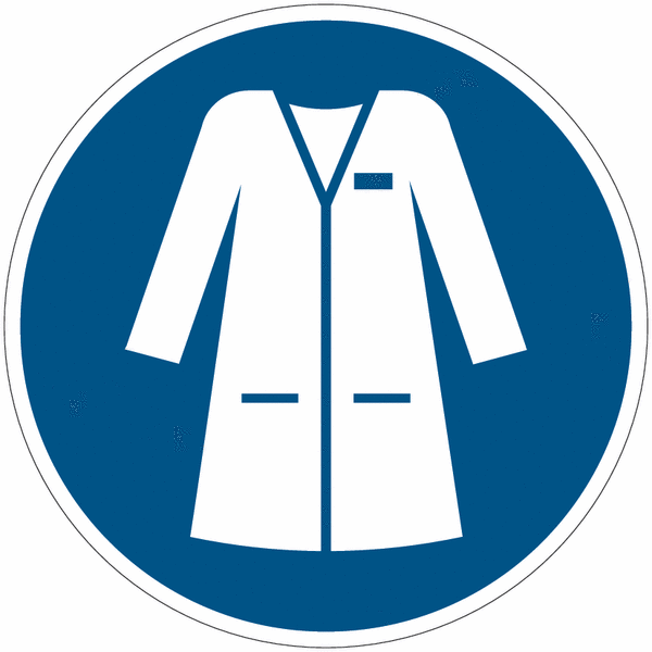 Autocollants et panneaux d'obligation ISO 7010 "Port d'une blouse de laboratoire obligatoire"- M059