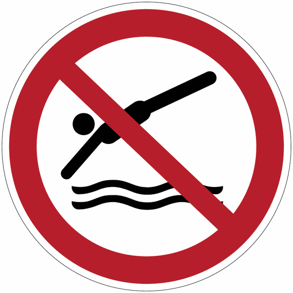 Autocollants et panneaux d'interdiction ISO 7010 "Plongeon interdit"- P052