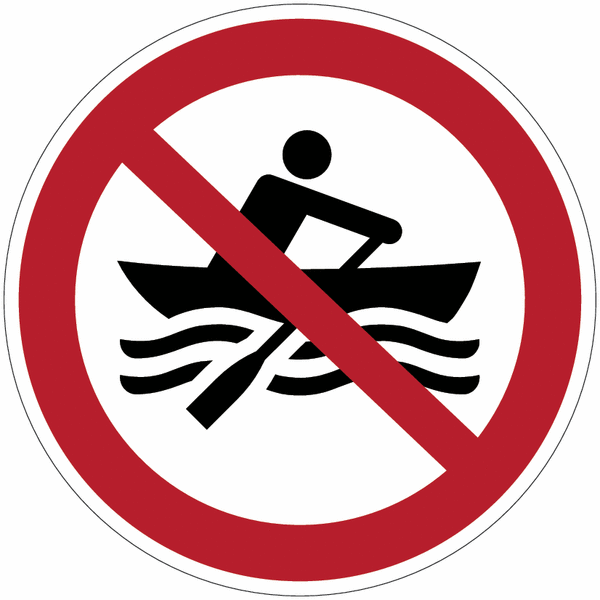 Autocollants et panneaux d'interdiction ISO 7010 "Interdiction aux embarcations a propulsion manuelle"- P055