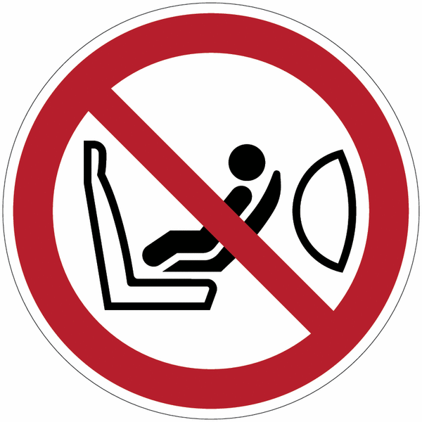 Autocollants et panneaux d'interdictions ISO 7010 "Interdiction d'installer des sièges pour enfants"- P074