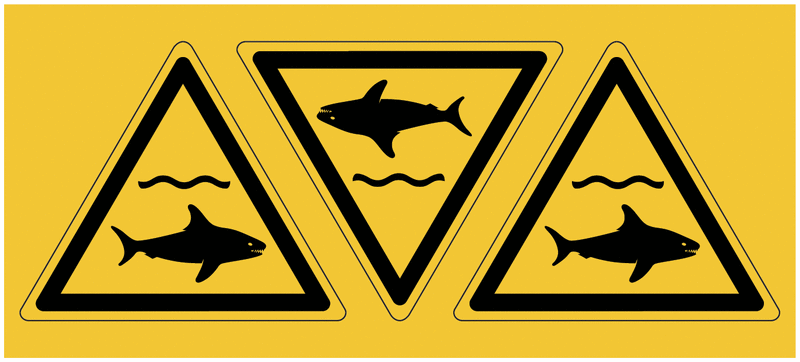 Autocollants et panneaux ISO 7010 Danger Requin - W054