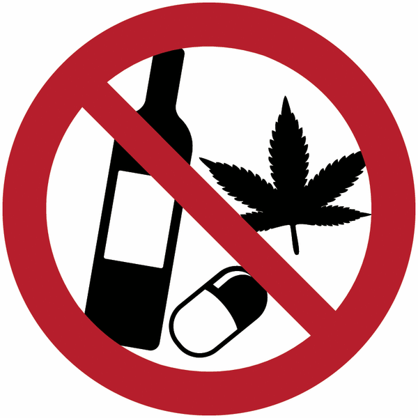 Autocollants et panneaux d'interdiction "Drogues et alcool interdits"