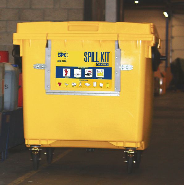 Kit anti-pollution pour huiles et hydrocarbures en conteneur mobile de 1000 litres