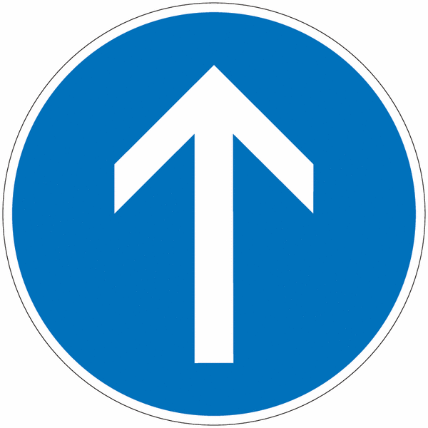 Panneau B21b - Obligation d'aller tout droit à la prochaine intersection (homologué route)