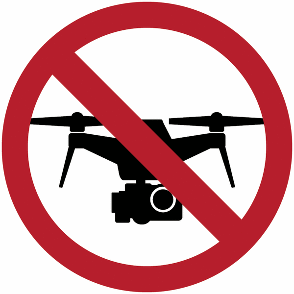 Autocollants et panneaux d'interdiction "Drones interdits"