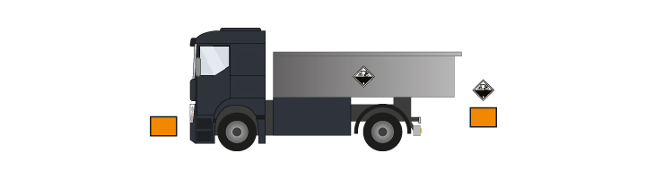 Plaques de transport ADR posées sur camion non citerne