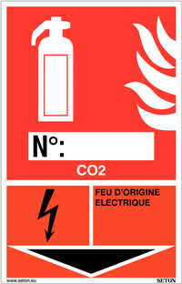 Panneaux d'identification extincteurs - CO2, feu d'origine électrique