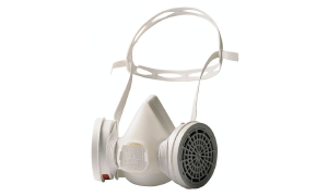 Demi-masque de protection respiratoire bi-filtre jetable léger