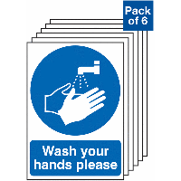 6-Pack Wash Your Hands Please Signs