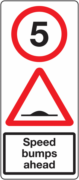 Traffic Signs - Retroreflective Speed Bumps Ahead 5 MPH