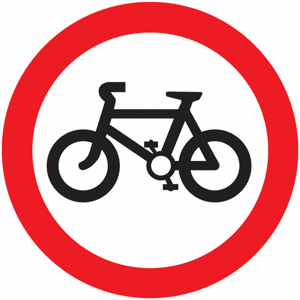 No Cycling - Circle Traffic Symbol Signs Red/White