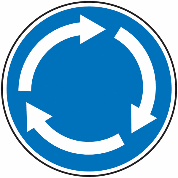 Mini Roundabout Symbol Road & Car Park Traffic Signs