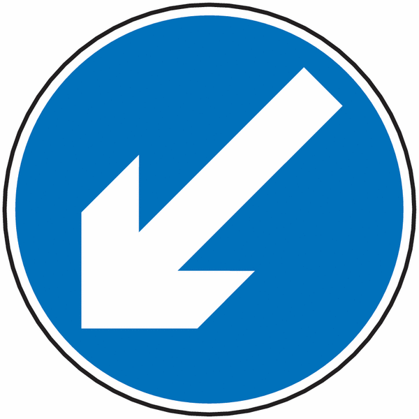 Keep Left Symbol Road & Car Park Traffic Sign Blue/White