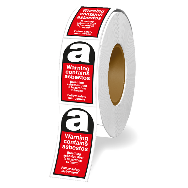 Warning Contains Asbestos Vinyl Safety Labels On-a-Roll
