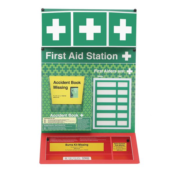 First Aid & Burns Stations With Fixings - Unstocked